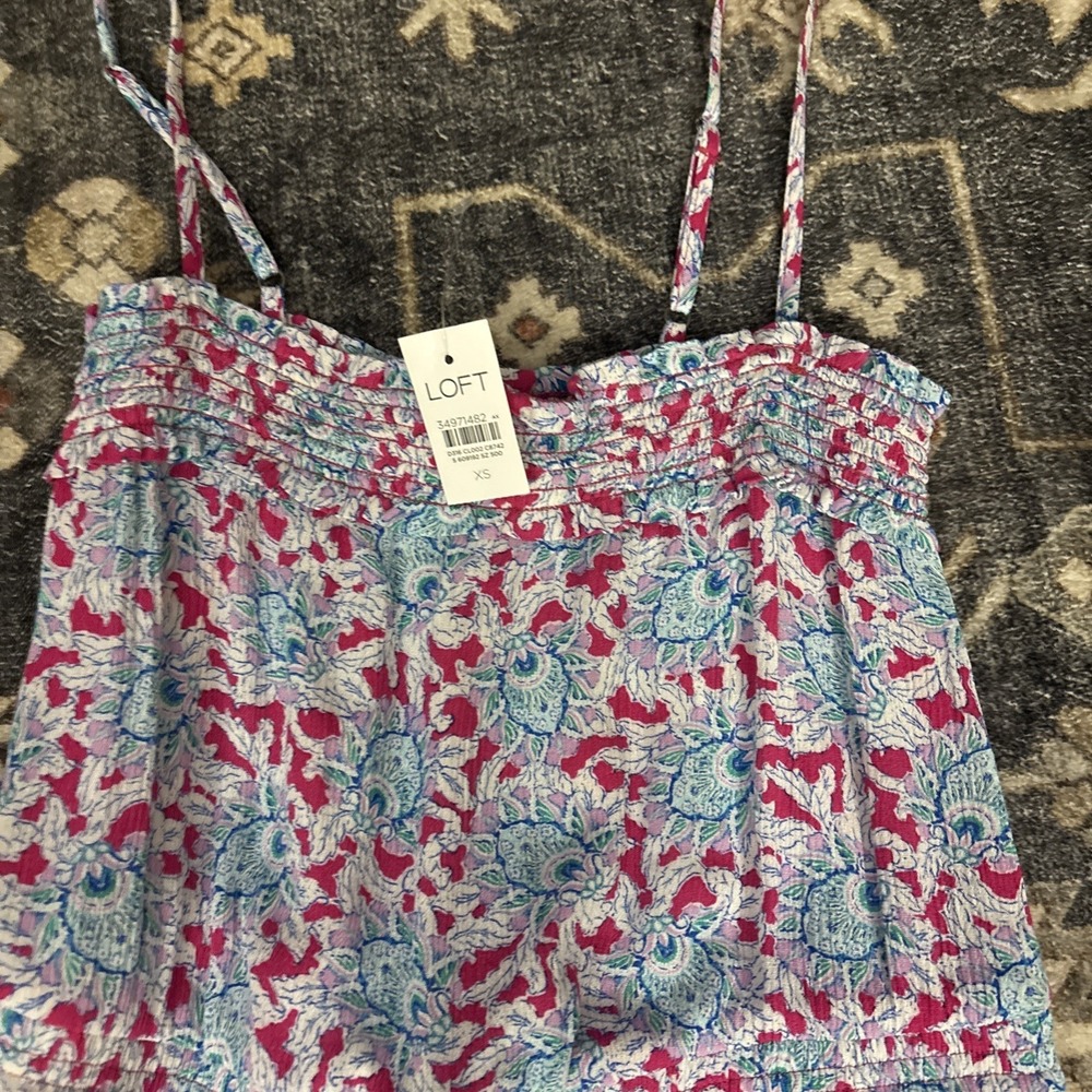 Loft Size Small Bloom Smocked Strappy Jumpsuit Wide Leg Adjustable Straps - Picture 2 of 8